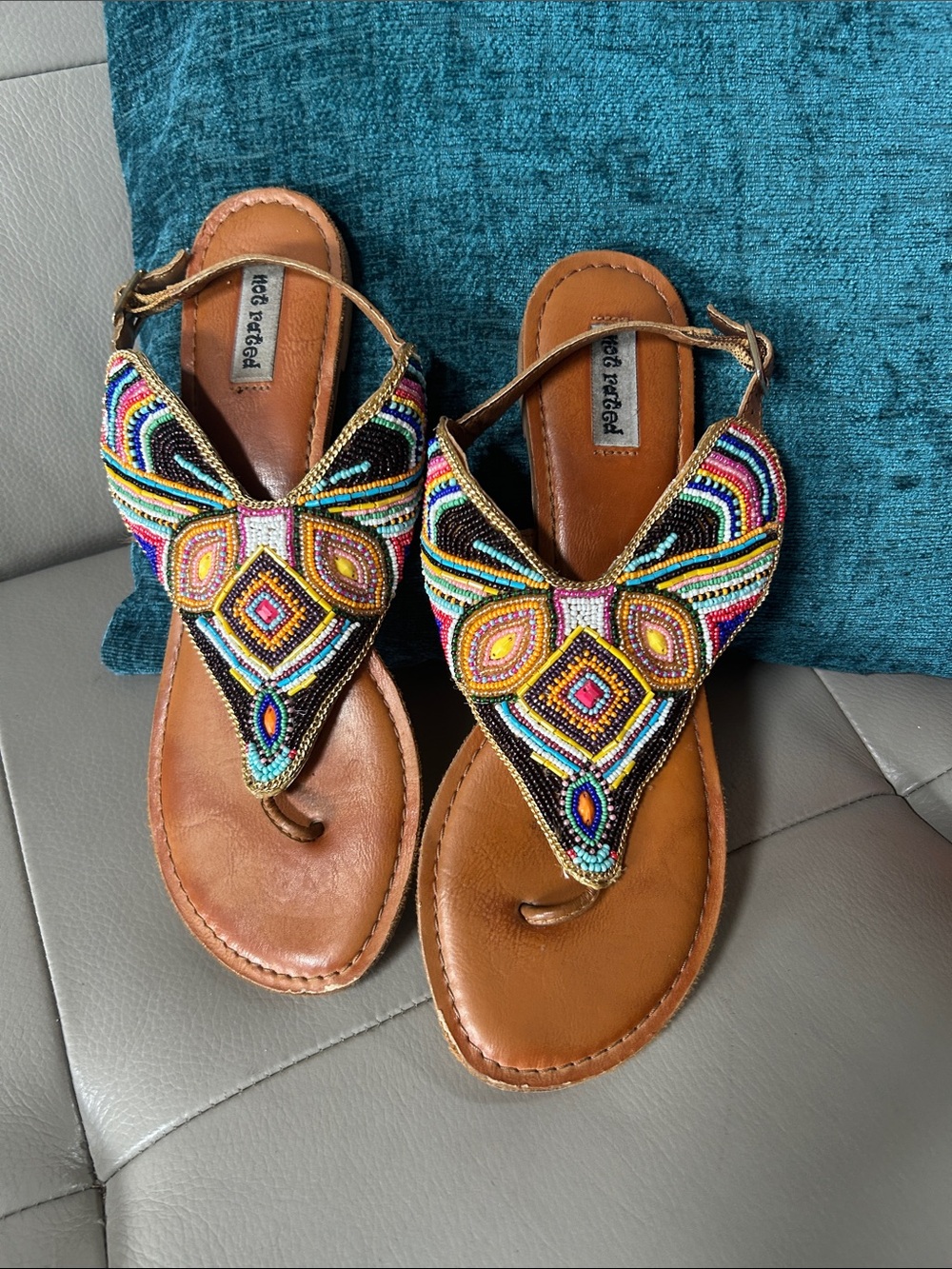 Not Rated Colorful Beaded Sandals Sz 10